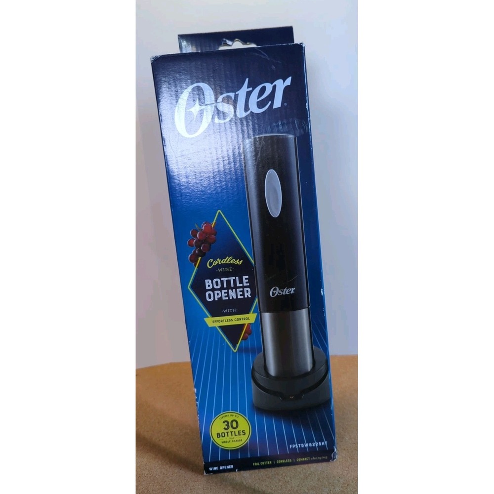 Oster Cordless Electric Wine Bottle Opener w/Foil Cutter FPSTBW8225HT Black